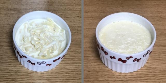 写真:チーズと生クリームを電子レンジでチン