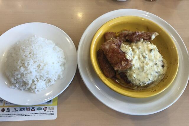 写真:「THEガストハンバーグ＆チキン南蛮」とライス大盛