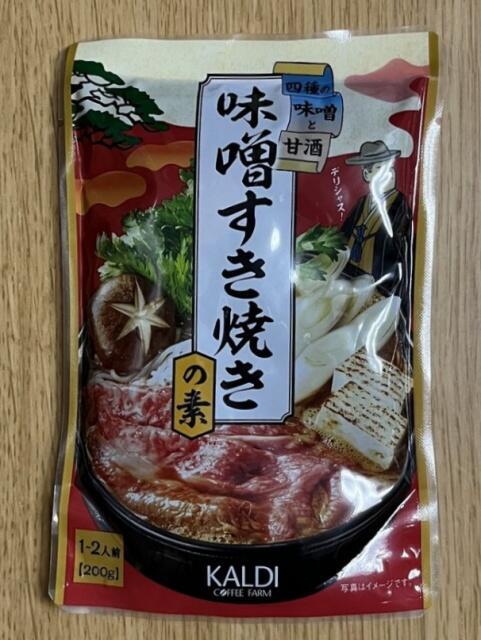 写真:カルディ「味噌すき焼きの素」パッケージ表