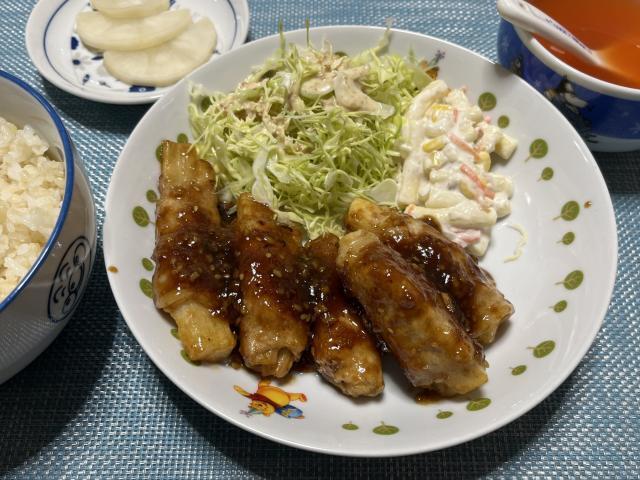 写真:「長芋の豚肉巻き」