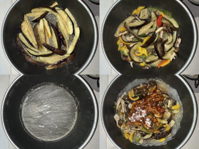 写真:「春雨入り麻婆茄子」を作る