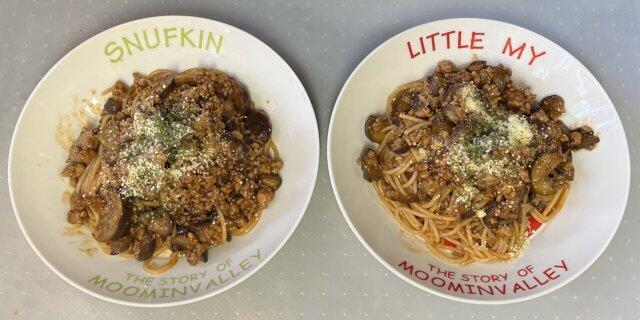 写真:「茄子のボロネーゼ風スパゲティ」の完成
