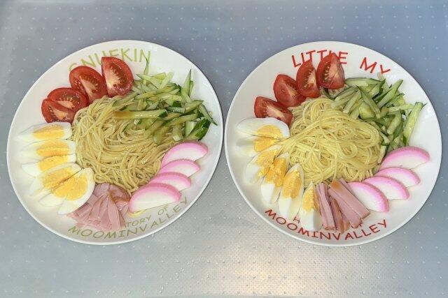 写真:「揖保乃糸 冷やし中華」完成
