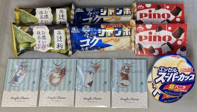 写真:アイスと「mofusand」オリジナルアクリルチャーム