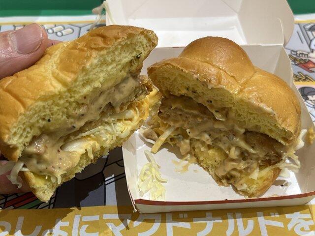 写真:「タルタル油淋鶏チキンタツタ」断面
