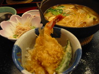 味噌煮込みうどん、プチ天丼セット(オット)