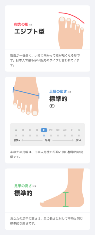 足型診断の表示画面