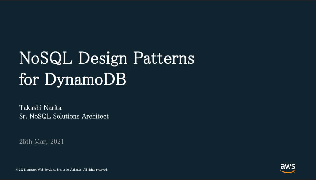 NoSQL Design Patterns for DynamoDB