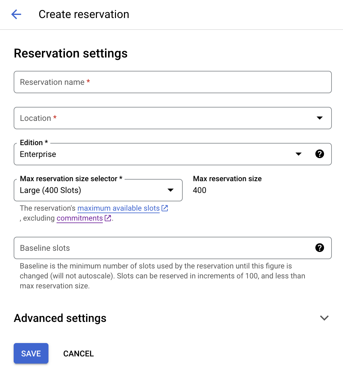 Reservation設定画面
