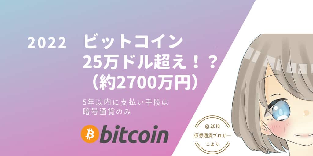 ビットコイン価格予想、2022年までに25万ドル（約2700万円）超える