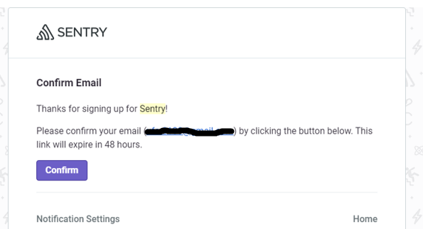 Sentry認証メール