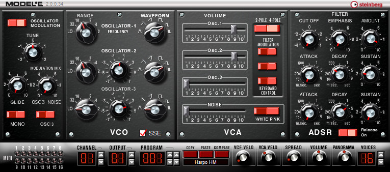 Steinberg Model E (無料の Minimoog アナログ シンセサイザー プラグイン)