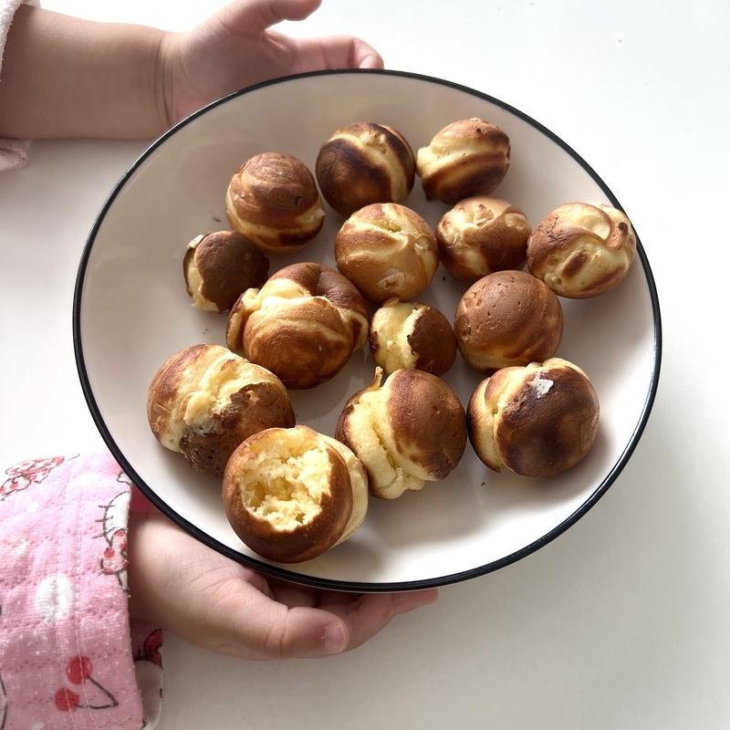 たこ焼き器で焼いた、1歳・2歳向けの簡単ベビーカステラ