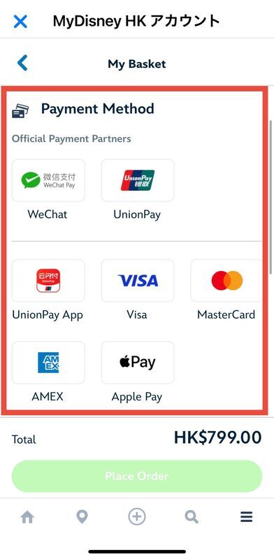 支払い方法を選択し、Pay Now with Visaで決済する画面