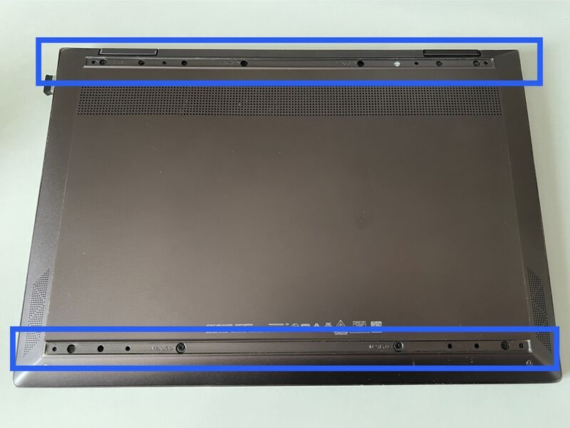 HP ENVY x360 13-ag0010AUの裏面ラバー位置とネジの隠れている場所