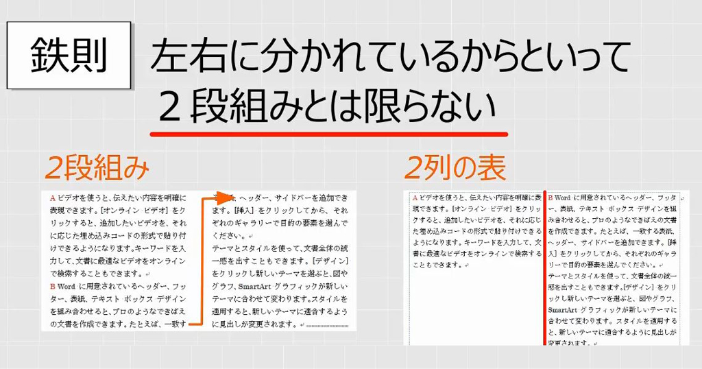 Word 段組みの理解を深める応用事例と段組みのデメリットについて わえなび ワード エクセル問題集