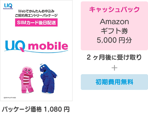 f:id:waka-ru:20181017111524p:plain キャッシュバック:Amazonギフト券5,000円分+初期費用無料(パッケージ代1080円)。2ヶ月後に受け取り