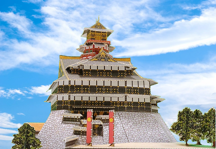完成！！ 【ファセット】復元安土城ペーパークラフト - わかくさモノ