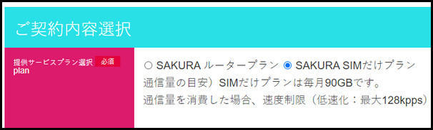 SAKURA　SIMのみプランの通信用量