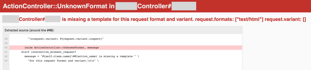エラー controller action is missing a template for this request