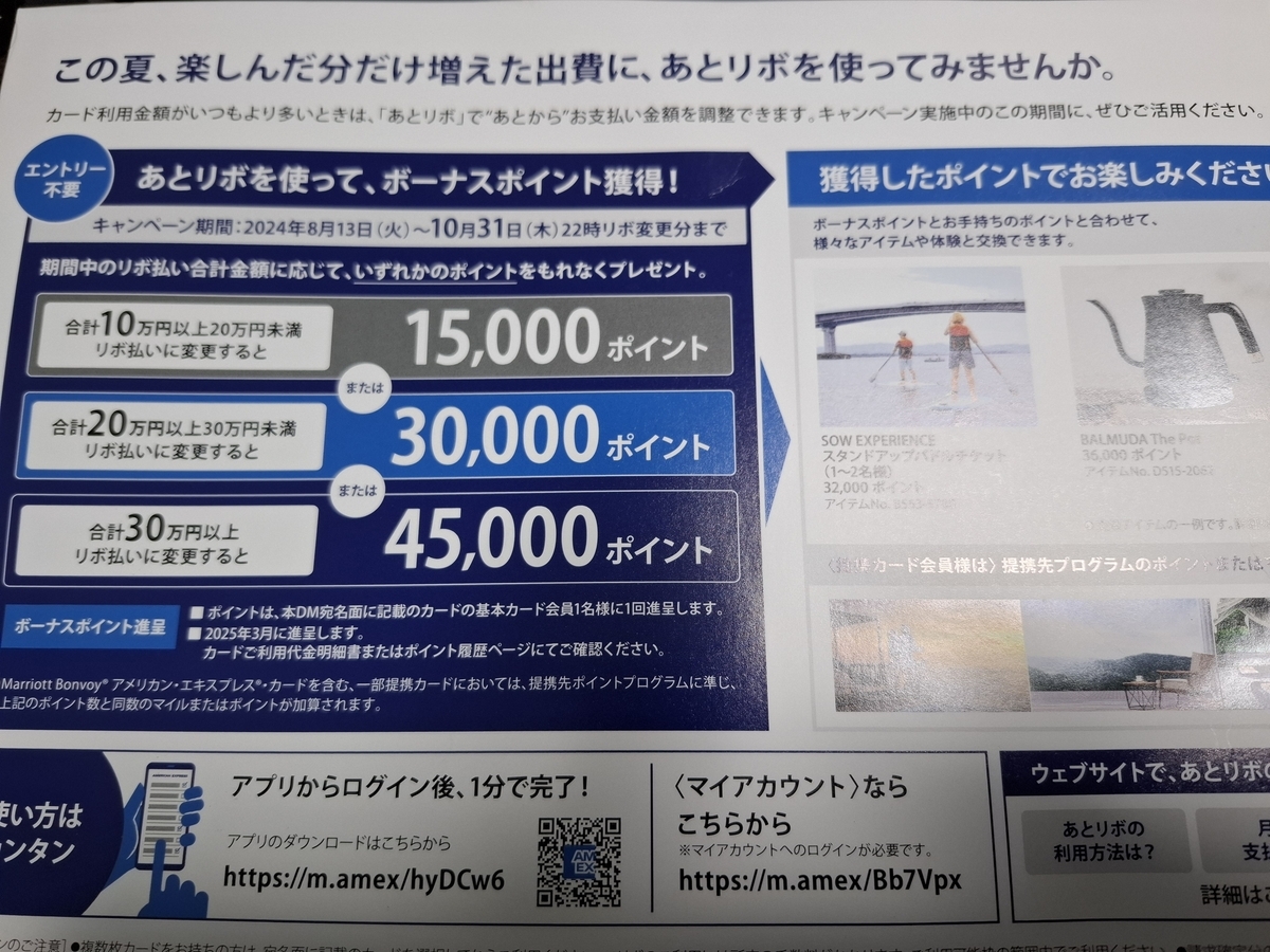 アメックスから届いたボーナスポイントキャンペーンDM
