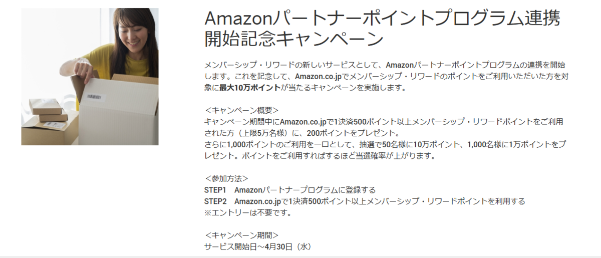 Amazonパートナーポイントプログラム連携開始記念キャンペーン
