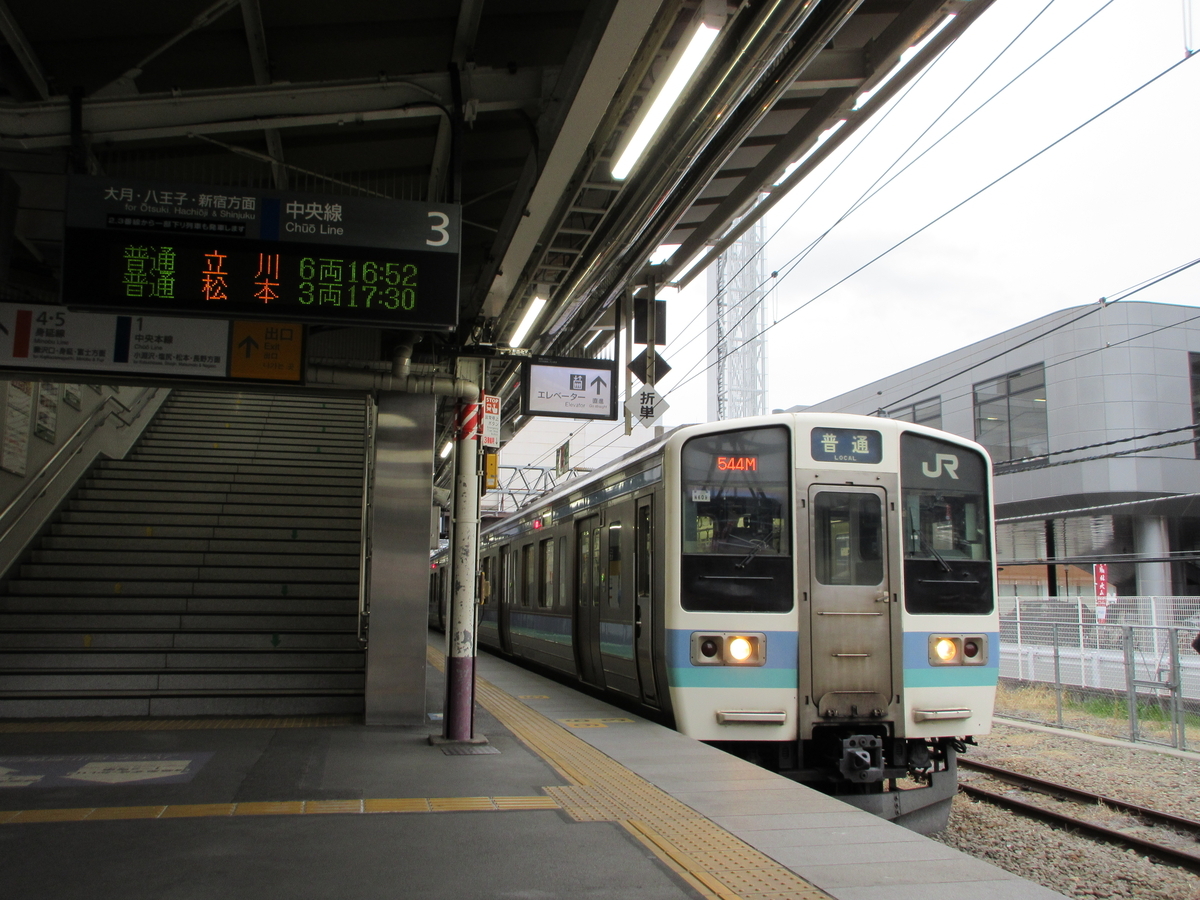 【鉄道部品】中央線 側面サボ 甲府ー立川 甲府ー新宿 国鉄 速報】中央本線211系立川行ラストランに乗車［甲府→立川］ - わたかわ