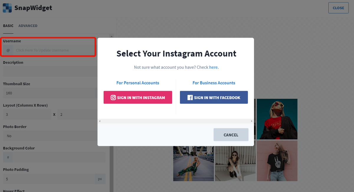 SnapWidgetでインスタウィジェット作成画面その3