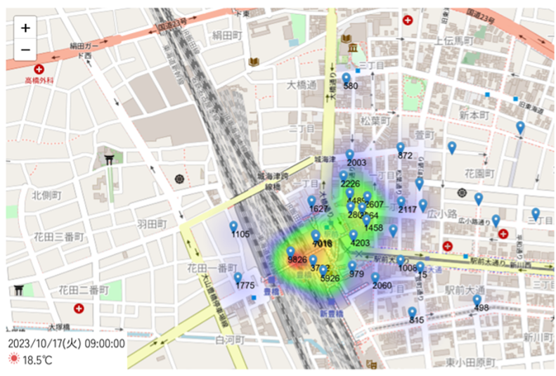 人の流れを可視化したMapデータ