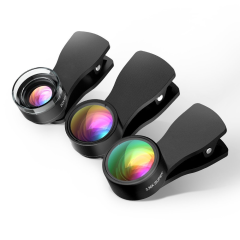 Qtop クリック付きカメラレンズキット　3点セット（魚眼レンズ 20xマクロレンズ 0.36x広角レンズ）