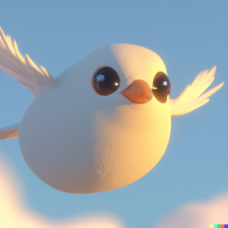 白くて可愛い鳥。3D render のイラストも作成可能。