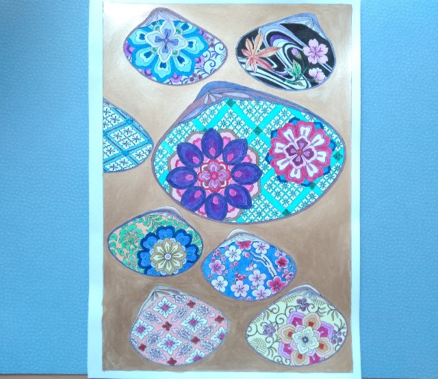 雑談 顔彩使いの和柄が完成しました 近況 塗り絵をめぐる冒険