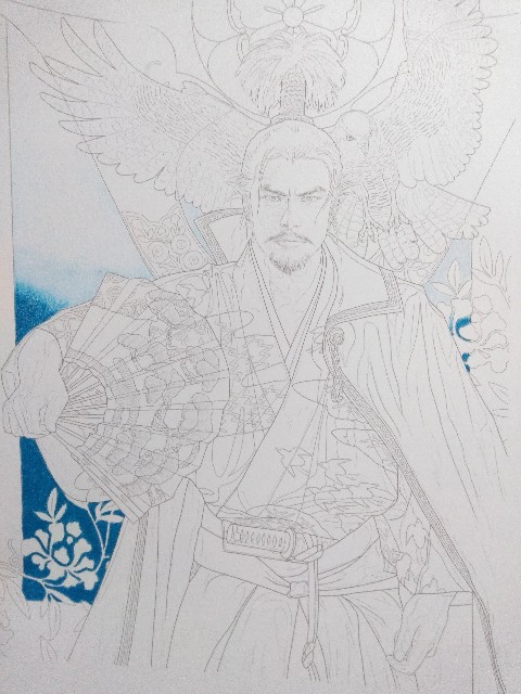 制作の記録】織田信長 in Blue。 前編 - 塗り絵をめぐる冒険