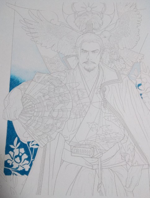 制作の記録】織田信長 in Blue。 前編 - 塗り絵をめぐる冒険