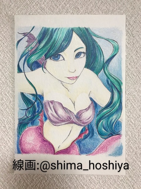 野生の塗り絵】海中の人魚姫。 - 塗り絵をめぐる冒険