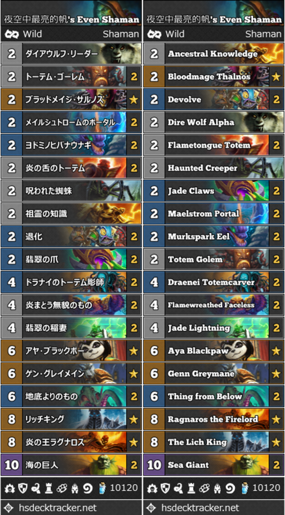 1 夜空中最亮的帆 S 偶数シャーマン Evenshaman S49 Wildinfo For Japan Hearthstone
