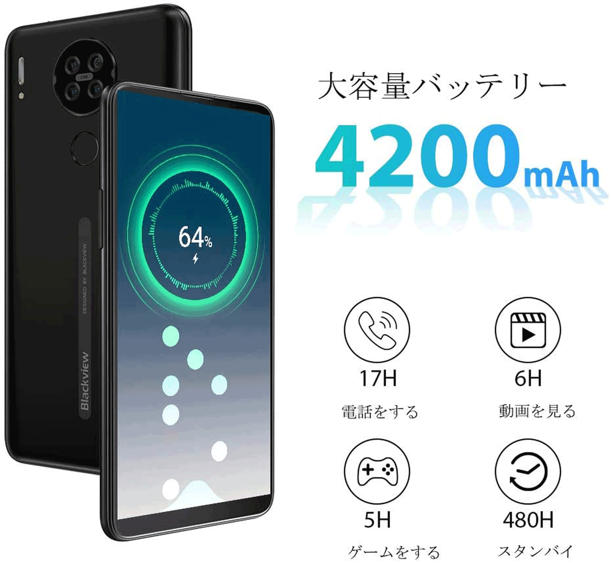 「Blackview A80」バッテリー容量