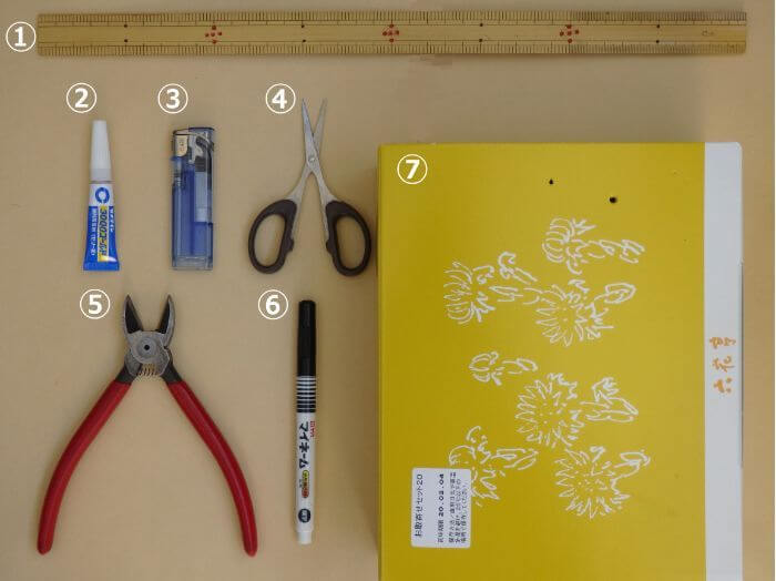 電気ウキを自作するために必要な道具の写真