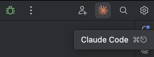 PhpStormの右上にClaude Codeのアイコンが表示されているスクリーンショットです。