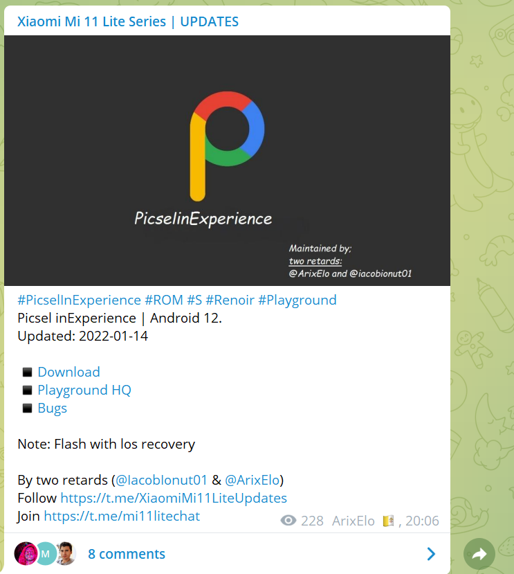 初12】Mi11 Lite 5G向けカスタムROM「PicelInExperience」インストール