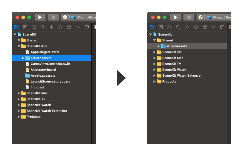 Xcode 10、SceneKit の Cross-platform Game テンプレートを自力でつくる - Apple Engine