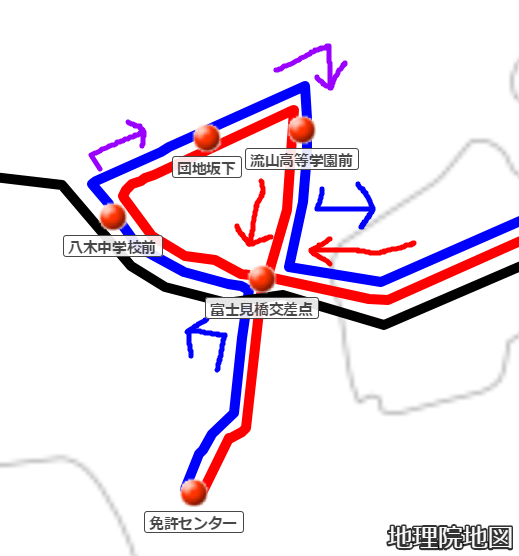八木中学校前 という停留所 メモ書き