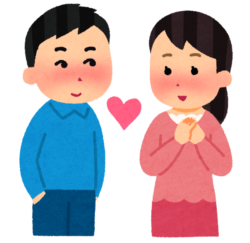 ときめいている男女のイラスト コロナあるある話