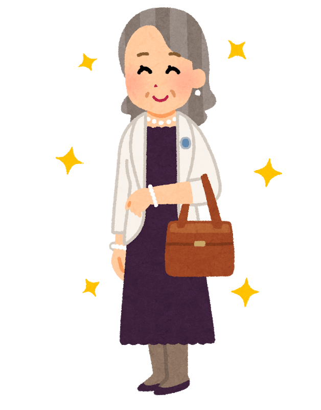 おしゃれなおばあさんのイラスト 母とフレンチ