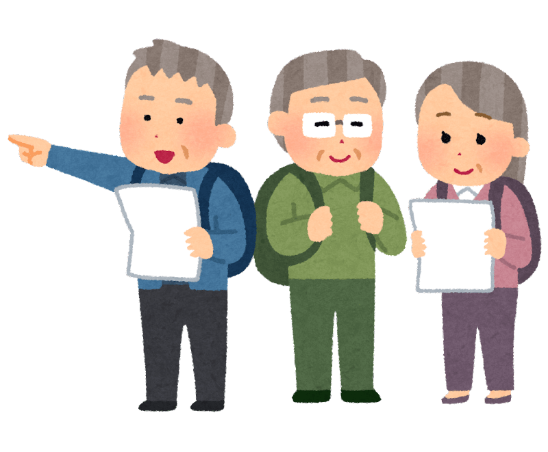 観光を楽しむ高齢者のイラスト 無料の価値