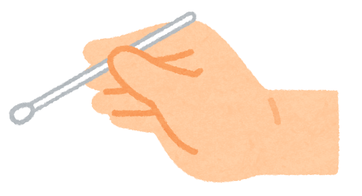 綿棒を持つ手のイラスト コロナ抗原検査