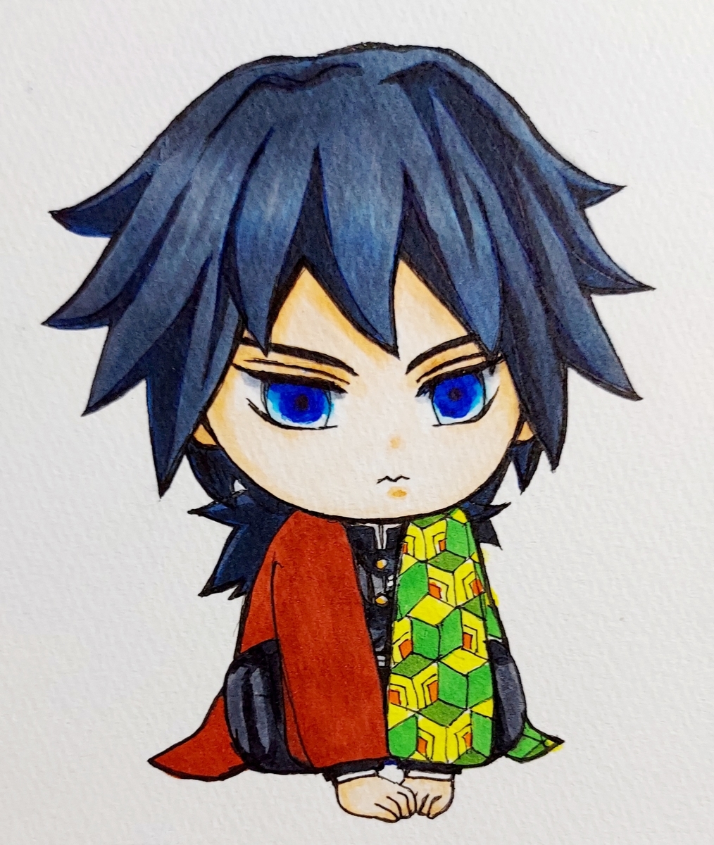 鬼滅の刃 錆兎 冨岡義勇 錆義 ミニキャラ アナログイラスト 雑記 高野豆腐の照り焼き 森宮里稀のお絵描き日記