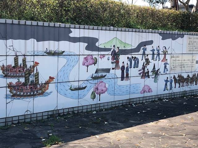 古代の仏教伝来の想像図 金屋河川敷公園