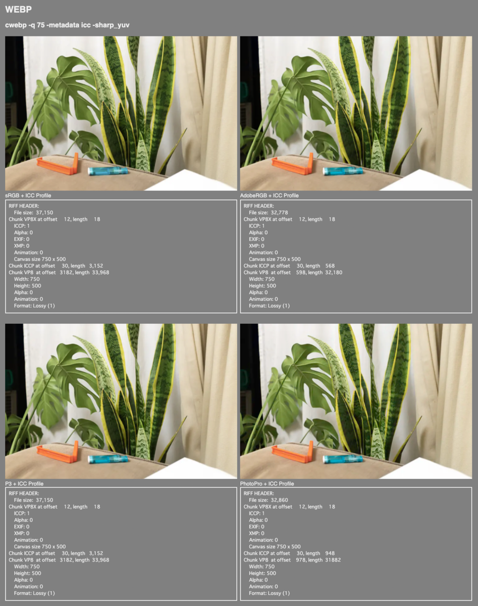 cwebpコマンドでjpgからICCプロファイル付きで変換したWebP画像のchrome上での表示