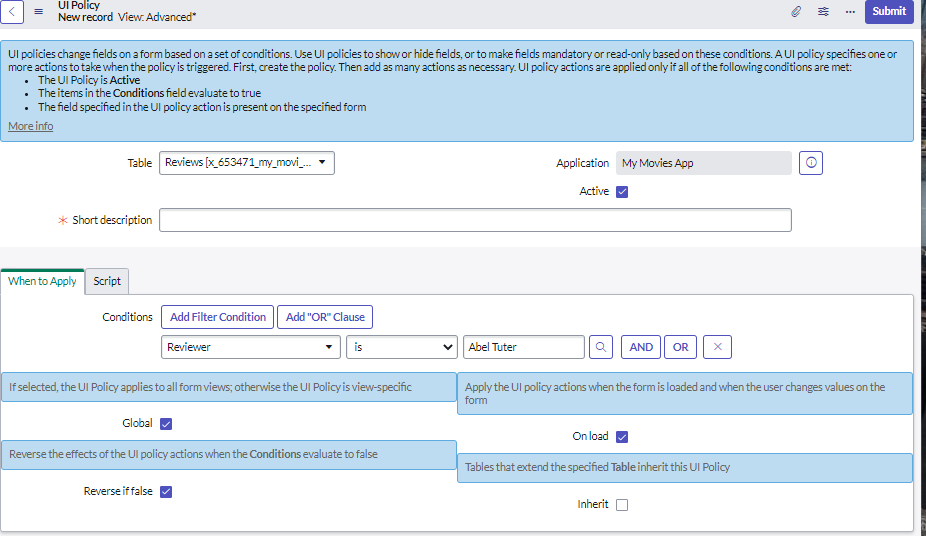 Servicew Now UI Policiesとは - Service Now勉強記録